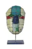 Product image 1 of the product “Small Mask on stand - Modell 4, 53cm height, sculpture from upcyceled oil barrel. ”